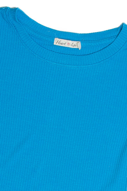 Azure Ribbed Crop Shirt