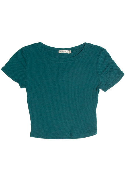 Hunter Green Ribbed Crop Shirt