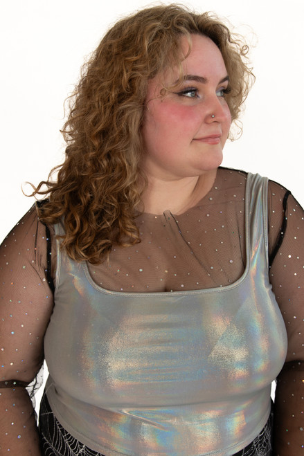 Extended Sizes Holographic Crop Tank