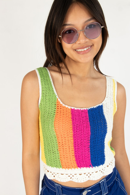 Orchid Stripe Crochet Tank