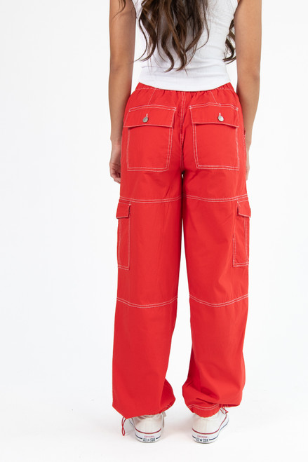 Cherry Red Heavy Weight Cargo Joggers