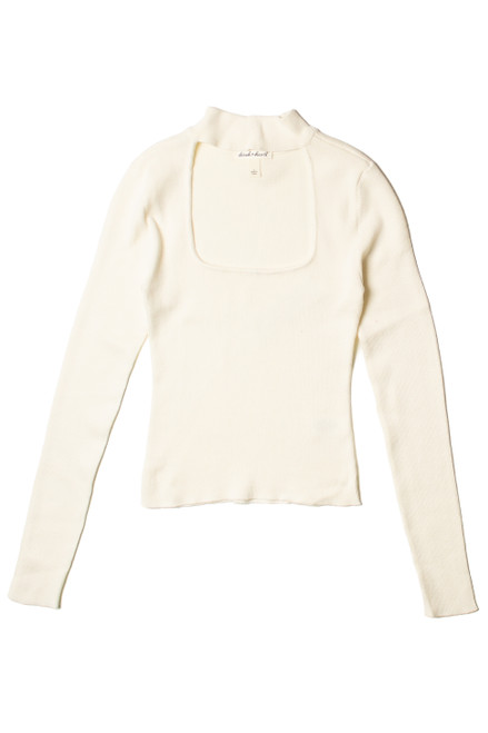 Egret Ribbed Mock Neck Cut Out Sweater
