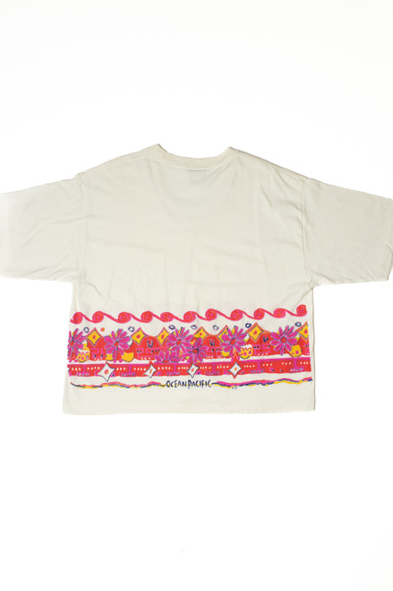 Vintage Bright Floral Ocean Pacific V-Neck T-Shirt