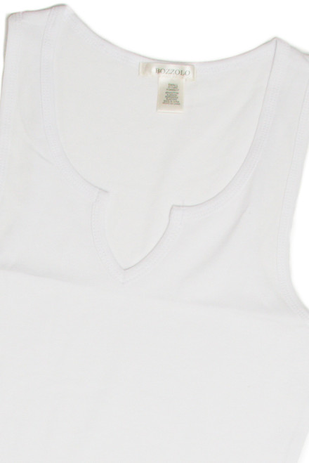 White Sleeveless Notch Neck Shirt
