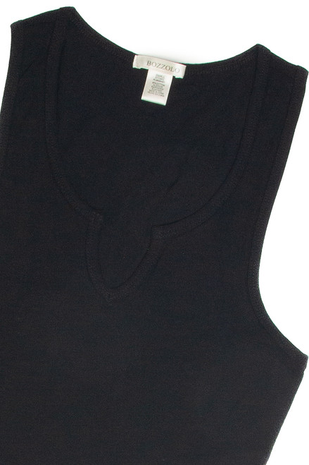 Black Sleeveless Notch Neck Shirt