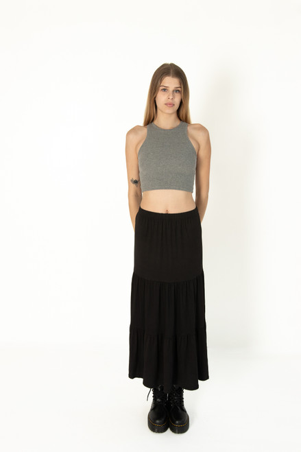 Black Brushed Maxi Skirt