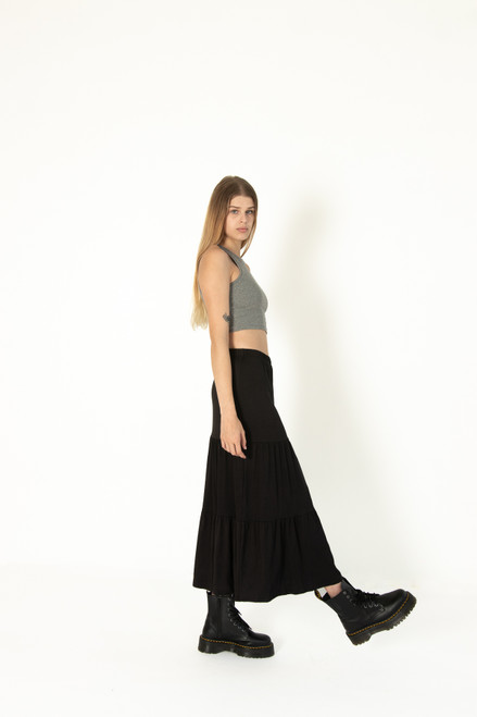 Black Brushed Maxi Skirt