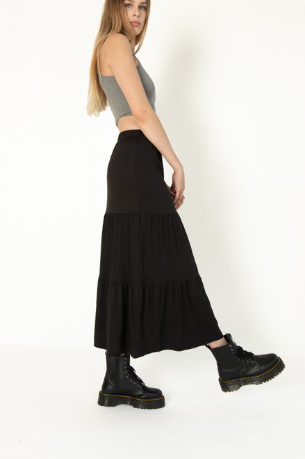 Black Brushed Maxi Skirt
