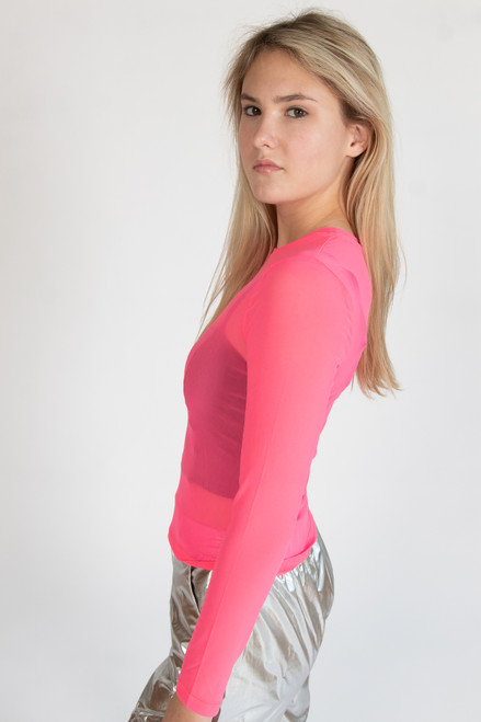 Neon Pink Mesh Long Sleeve