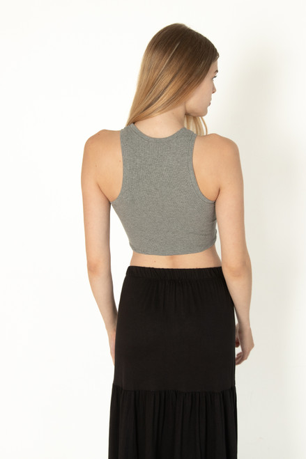 Gray Ribbed Crew Tank