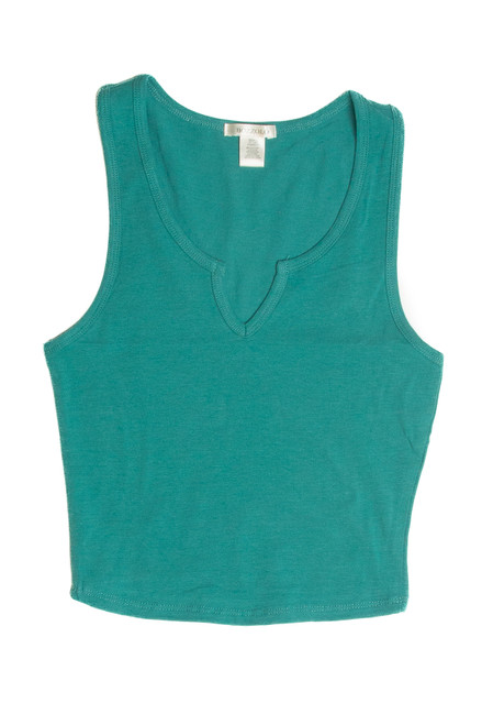 Jasper Green Sleeveless Notch Neck Shirt