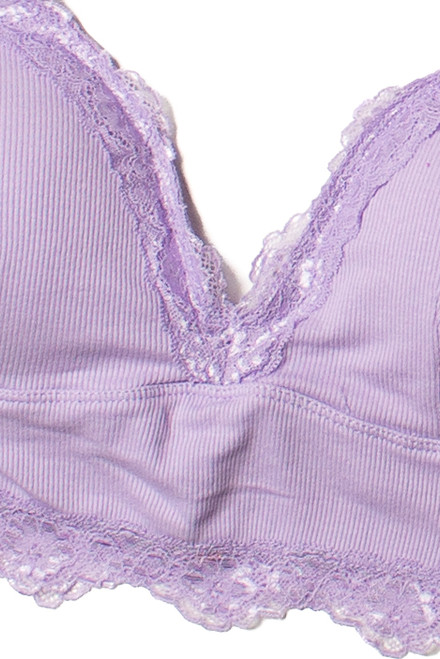 Lavender Lace Trim Padded Bralette