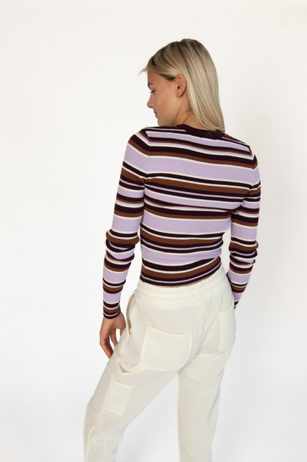 Purple Striped Pullover Sweater