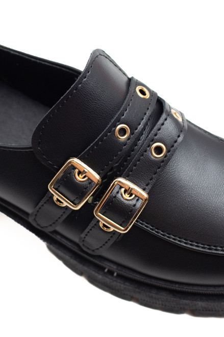 Black Buckle Loafers