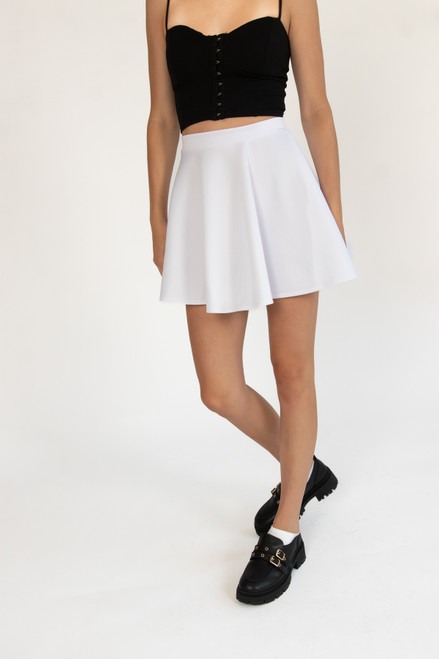 White Scuba Skater Skirt