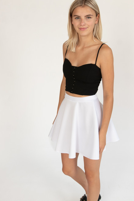 White Scuba Skater Skirt