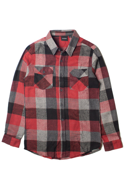 Burgundy & Charcoal Flannel Shirt