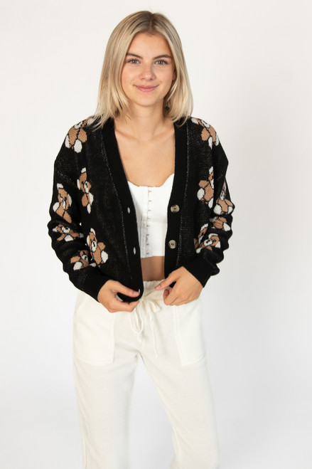 Black Teddy Bear Cardigan