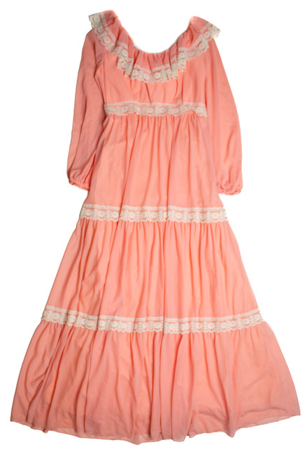 Vintage Pink Prairie Dress (1980s) 905