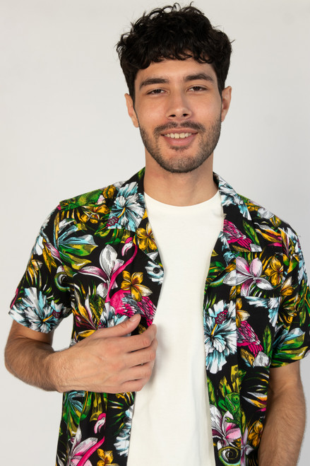 Midnight Flamingo Button Up Shirt