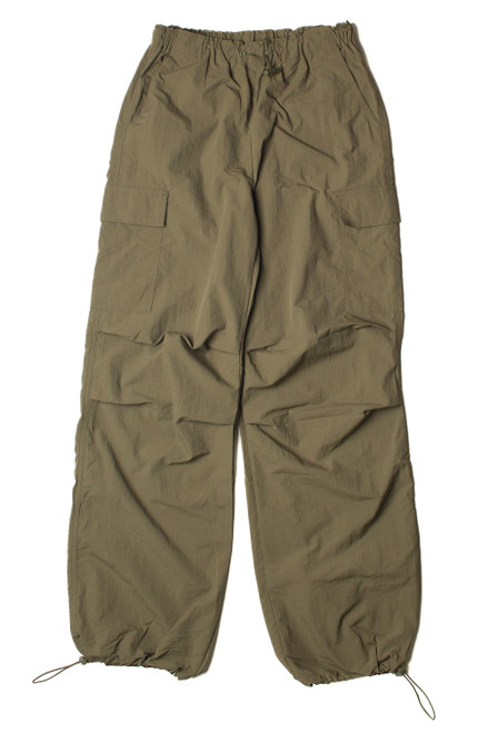 Olive Drawstring Cargo Parachute Pants