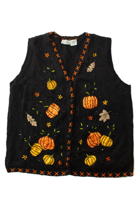 Vintage Leaves & Pumpkins Halloween Vest (1990s)