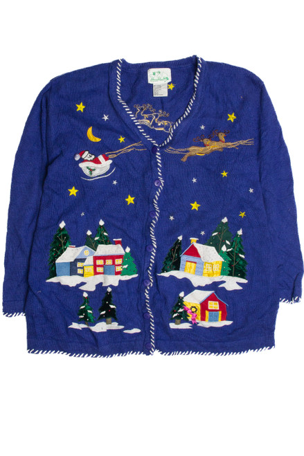 Vintage Blue Ugly Christmas Cardigan 59857