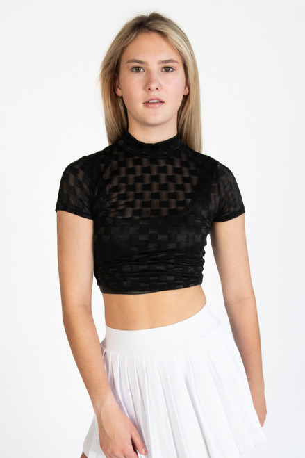 Checker Mesh Short Sleeve Mock Shirt