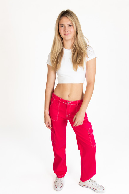 Hot Pink Cargo Skater Jeans