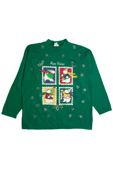 Winter Time Bear Stamps Ugly Christmas Sweatshirt 62147