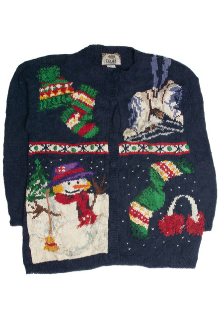 Vintage Blue Ugly Christmas Cardigan 59901