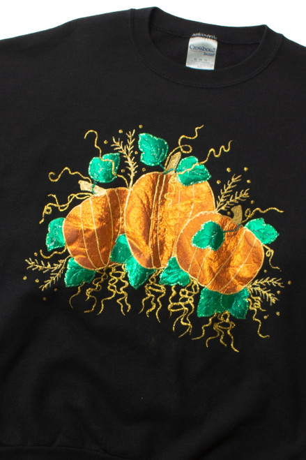 Vintage Foil Pumpkins Halloween Sweatshirt (1990s) 582