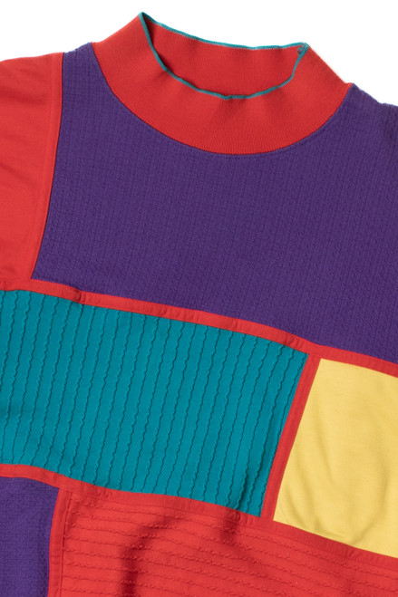 Vintage 1990's Patchwork Sitcom Mock Neck Sweatshirt