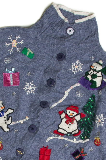 Vintage Blue Ugly Christmas Cardigan 59993