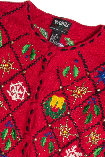 Vintage Red Ugly Christmas Cardigan 59994