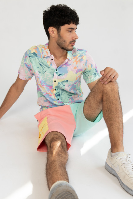 Pastel Striped Stretch Twill Shorts