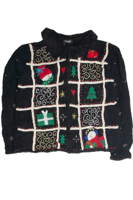 Vintage Black Ugly Christmas Cardigan 60845