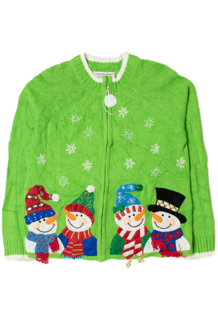 Green Ugly Christmas Zip-Up Cardigan 62159