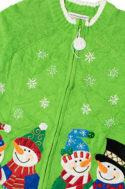 Green Ugly Christmas Zip-Up Cardigan 62159