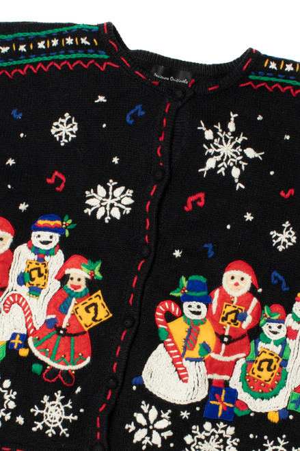 Embroidered Snowmen Ugly Christmas Cardigan 62164