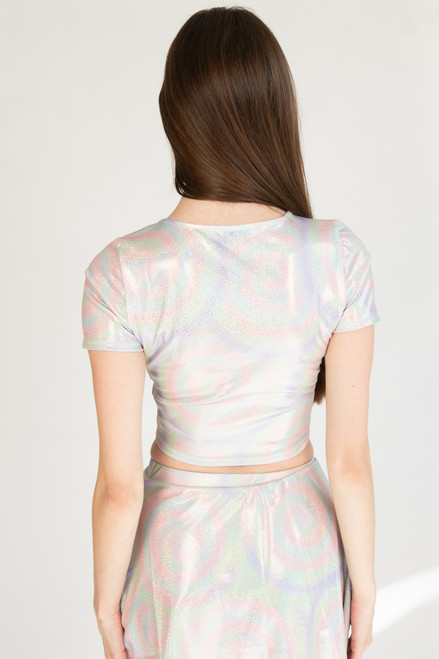 Pastel Holographic Swirl Crop Top