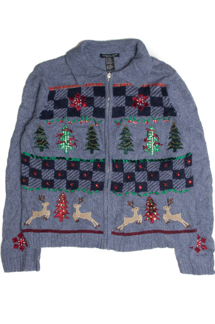 Vintage Blue Ugly Christmas Cardigan 60895