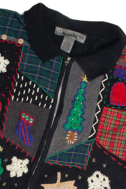 Vintage Black Ugly Christmas Cardigan 60896