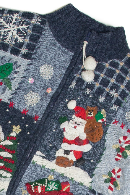 Vintage Blue Ugly Christmas Cardigan 60900