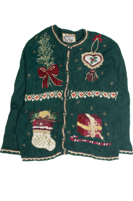 Vintage Green Ugly Christmas Cardigan 60901