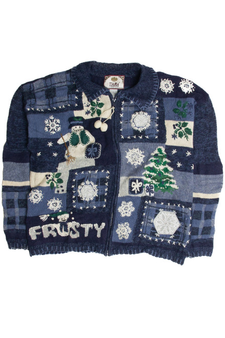 Vintage Blue Ugly Christmas Cardigan 60918