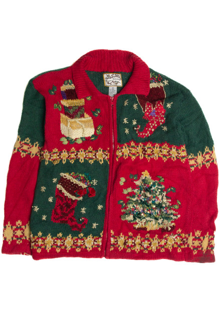 Vintage Red Ugly Christmas Cardigan 60964