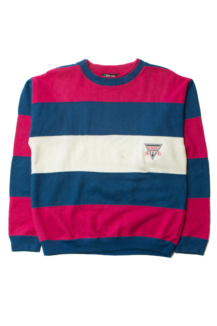 Perfect 90s Color Block Crewneck Pullover Sweatshirt