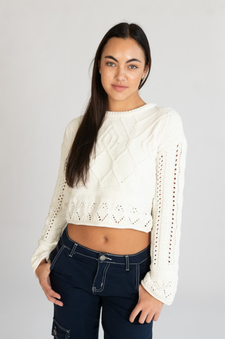 Egret Mixed Stitch Sweater