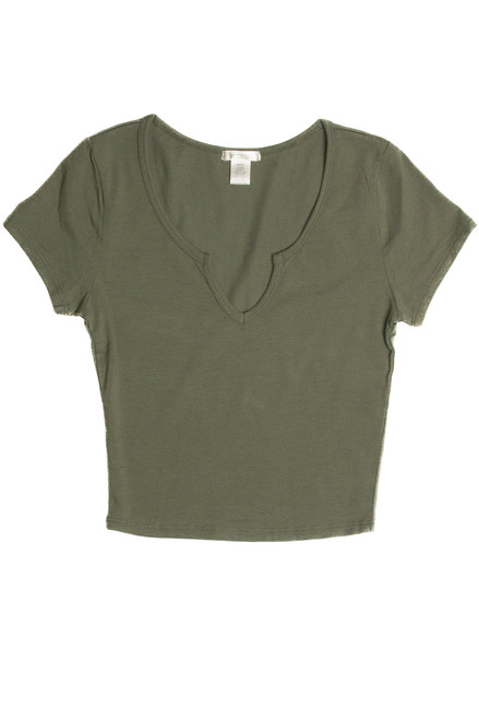 Army Notched Neck Crop T-Shirt